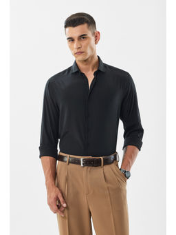 Snitch - Black Solid Full Sleeves Regular Casual Shirt
