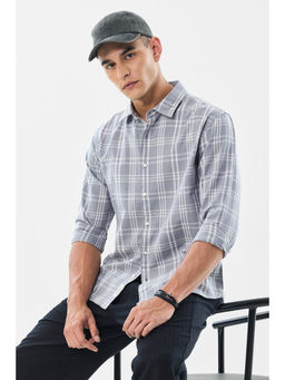 Snitch - Grey Checks Full Sleeves Regular Casual Shirt