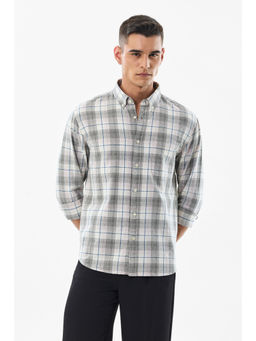 Snitch - Grey Checks Full Sleeves Regular Casual Shirt