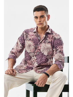 Snitch - Burgundy Floral Full Sleeves Slim Casual Shirt