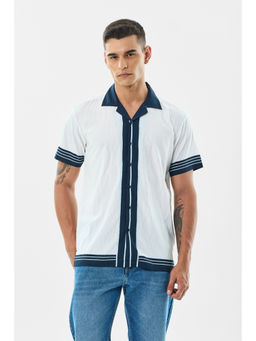 Snitch - White Graphic Half Sleeves Boxy Casual Shirt