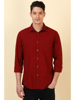 Allen Solly - Men Red Solid Full Sleeves Casual Shirt