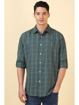 Allen Solly - Men Green Check Full Sleeves Casual Shirt