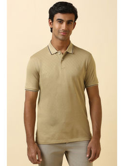 Allen Solly - Men Beige Textured Polo T-Shirt