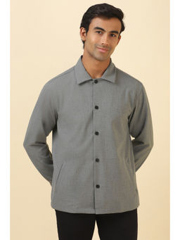 Allen Solly - Men Grey Solid Full Sleeves Casual Shirt