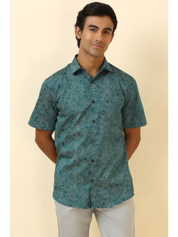 Allen Solly - Men Green Print Half Sleeves Casual Shirt
