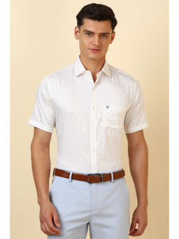 Allen Solly - Men Beige Print Half Sleeves Formal Shirt