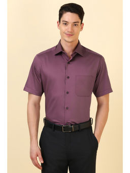 Allen Solly - Men Purple Solid Half Sleeves Formal Shirt