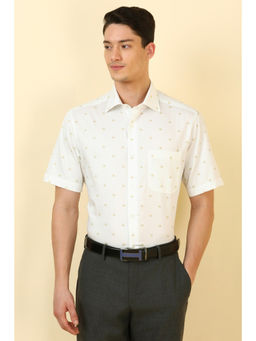 Allen Solly - Men White Print Half Sleeves Formal Shirt