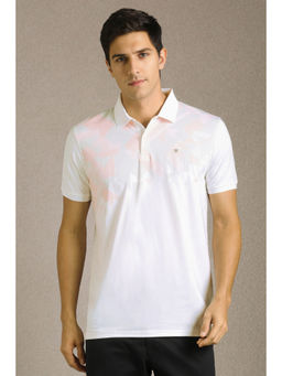 Louis Philippe - Men White Print Polo T-Shirt