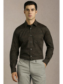 Louis Philippe - Men Black Print Full Sleeves Formal Shirt