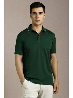 Louis Philippe - Men Green Solid Polo T-Shirt