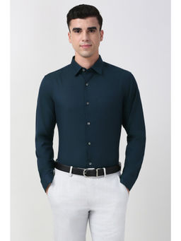 Peter England - Men Navy Blue Slim Fit Full Sleeves Formal Shirt