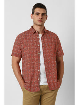 Van Heusen - Men Red Print Half Sleeves Shirt