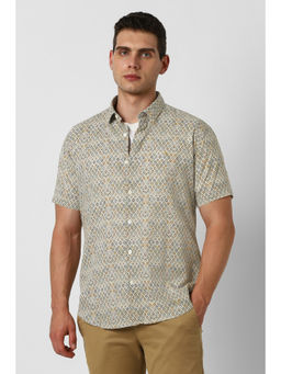 Van Heusen - Men Olive Print Half Sleeves Shirt