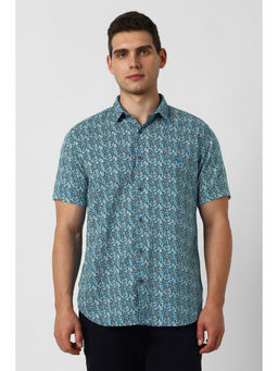Van Heusen - Men Blue Print Half Sleeves Shirt