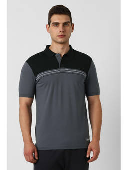 Van Heusen - Men Grey Colorblock Polo T-Shirt