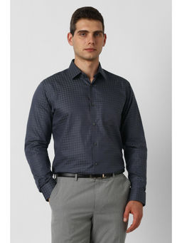 Van Heusen - Men Grey Check Full Sleeves Shirt