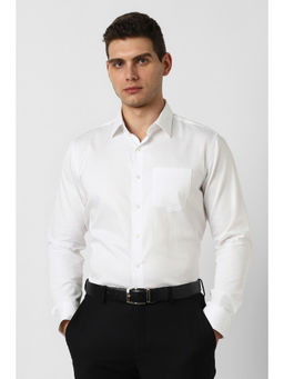 Van Heusen - Men White Textured Full Sleeves Shirt