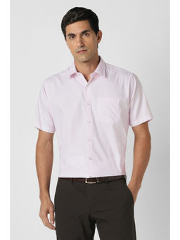 Van Heusen - Men Pink Check Half Sleeves Shirt