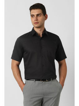 Van Heusen - Men Black Check Half Sleeves Shirt
