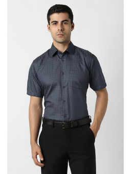 Van Heusen - Men Grey Check Half Sleeves Shirt
