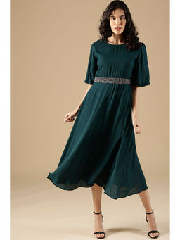 Gipsy - Bottle Green Regular Fit Poleyster Dress
