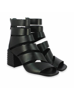 Saint G - Black Leather Handcrafted Block Heels