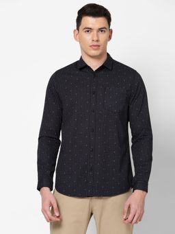 Lee - Men's Printed Black Shirt Slim Fit