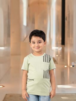 YOUMAA - Green Stripes Comfortable Fit T-Shirt