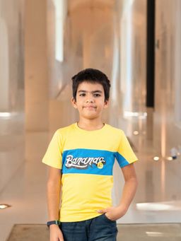 YOUMAA - Yellow Printed Comfortable Fit T-Shirt