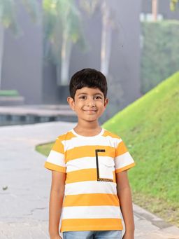 YOUMAA - Orange Printed Comfortable Fit T-Shirt