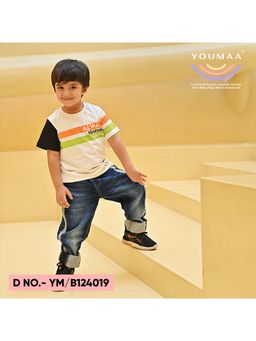 YOUMAA - Multi-Color Colorblock Comfortable Fit T-Shirt