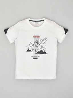 YOUMAA - Black Printed Comfortable Fit T-Shirt