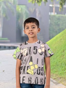 YOUMAA - Grey Printed Comfortable Fit T-Shirt