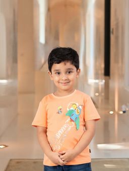 YOUMAA - Orange Printed Comfortable Fit T-Shirt