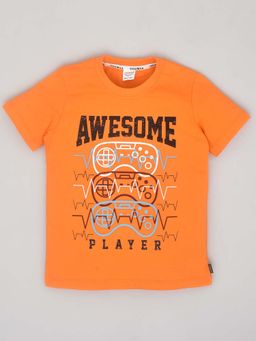 YOUMAA - Orange Printed Comfortable Fit T-Shirt