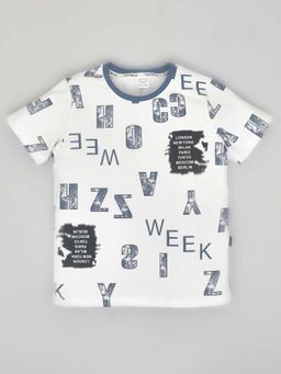 YOUMAA - White Printed Comfortable Fit T-Shirt
