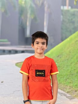 YOUMAA - Red Printed Comfortable Fit T-Shirt