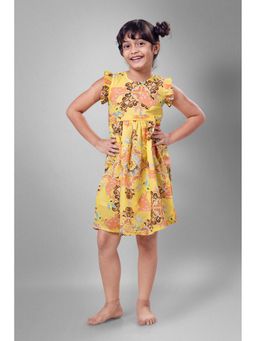 Tura Turi - Yellow Printed A-Line Fit Dress