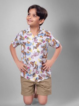 Tura Turi - White Printed Regular Fit Shirt