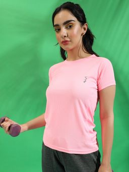 PINACOLADA - Womens Solid Baby Pink Activewear T-Shirt