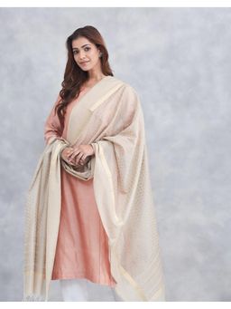 Fabindia - Beige Cotton Silk Blend Dupatta