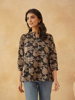 GOODHAND - Black Cotton Printed Everyday Tunic Top
