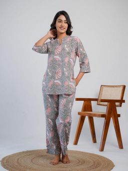 GOODHAND - Cotton Block Printed Grey Co-Ord Set