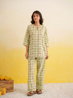 GOODHAND - Cotton Block Printed Green Co-Ord Set