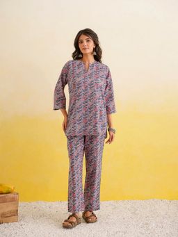 GOODHAND - Cotton Block Printed Blue Co-Ord Set