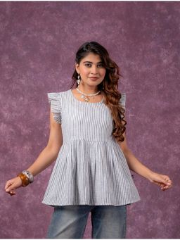 Juniper - Grey Urban Stripe Breeze Top