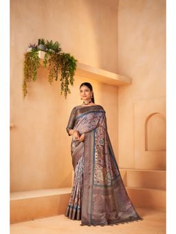 Sedora Couture - Purple Jacquard Woven Saree with Unstitched Blouse
