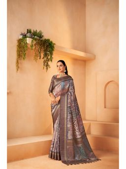 Sedora Couture - Purple Jacquard Woven Saree with Unstitched Blouse